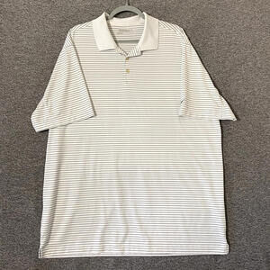 Nike Dri-Fit Golf Men's Size XXL White Striped Short Sleeve Polyester Polo Shirt